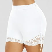 Chiccall Biker Shorts Womens Plus Size Lace Yoga Shorts High Waist Short Leggings Elastic Workout Shorts Slip Undershorts on Clearance